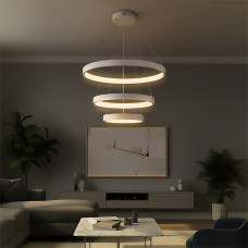 kelvo® NEMESIS KLV-101-0218 Κρεμαστό Φωτιστικό Οροφής LED 100W 10000lm 180° AC 220-240V IP20 Ρυθμιζόμενο Λευκό CCT με Χειριστήριο από 2700K έως 6000K Dimmable - Lumileds SMD Chip - Λευκό Ματ - Μ60 x Π