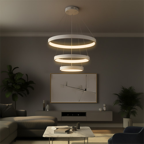 kelvo® NEMESIS KLV-101-0218 Κρεμαστό Φωτιστικό Οροφής LED 100W 10000lm 180° AC 220-240V IP20 Ρυθμιζόμενο Λευκό CCT με Χειριστήριο από 2700K έως 6000K Dimmable - Lumileds SMD Chip - Λευκό Ματ - Μ60 x Π