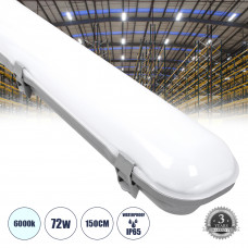 GLOBOSTAR® BIOMAR 60176 Γραμμικό Βιομηχανικό Φωτιστικό Tri-Proof LED 72W 9360lm 120° AC 220-240V Αδιάβροχο IP65 Ψυχρό Λευκό 6000K - Lumileds SMD Chip - Μ150 x Π10.5 x Υ8cm - 3 Χρόνια Εγγύηση