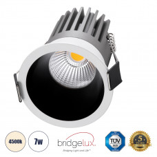 GLOBOSTAR® MICRO-B 60240 Χωνευτό Downlight Σποτ LED 7W 910lm 38° AC 220-240V IP20 Φυσικό Λευκό 4500K - Bridgelux COB Chip & TÜV SÜD Driver - Λευκό & Μαύρο Ματ - Μ6 x Π6 x Υ7.8cm / Q5cm - 5 Χρόνια Εγγύ