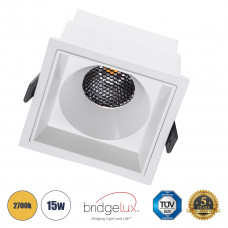 GLOBOSTAR® PLUTO-B 60279 Χωνευτό Downlight Σποτ με Honeycomb Anti Glare Reflector LED 15W 1875lm 38° AC 220-240V IP20 Θερμό Λευκό 2700K - Bridgelux COB Chip & TÜV SÜD Driver - Λευκό Ματ - Μ10.4 x Π10.