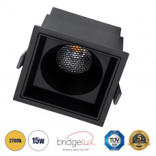 GLOBOSTAR® PLUTO-B 60281 Χωνευτό Downlight Σποτ με Honeycomb Anti Glare Reflector LED 15W 1875lm 38° AC 220-240V IP20 Θερμό Λευκό 2700K - Bridgelux COB Chip & TÜV SÜD Driver - Μαύρο Ματ - Μ10.4 x Π10.