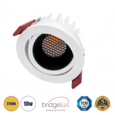 GLOBOSTAR® LEO-R 60283 Χωνευτό Κινούμενο Downlight Σποτ με Honeycomb Anti Glare Reflector LED 10W 1250lm 38° AC 220-240V IP20 Θερμό Λευκό 2700K - Bridgelux COB Chip & TÜV SÜD Driver - Λευκό & Μαύρο Μα