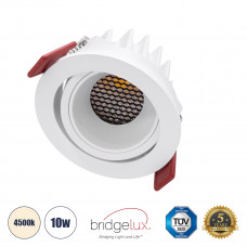 GLOBOSTAR® LEO-R 60284 Χωνευτό Κινούμενο Downlight Σποτ με Honeycomb Anti Glare Reflector LED 10W 1300lm 38° AC 220-240V IP20 Φυσικό Λευκό 4500K - Bridgelux COB Chip & TÜV SÜD Driver - Λευκό Ματ - Μ8.