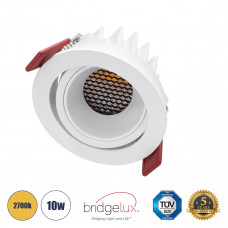 GLOBOSTAR® LEO-R 60285 Χωνευτό Κινούμενο Downlight Σποτ με Honeycomb Anti Glare Reflector LED 10W 1250lm 38° AC 220-240V IP20 Θερμό Λευκό 2700K - Bridgelux COB Chip & TÜV SÜD Driver - Λευκό Ματ - Μ8.5