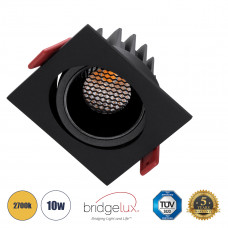 GLOBOSTAR® LEO-SQ 60293 Χωνευτό Κινούμενο Downlight Σποτ με Honeycomb Anti Glare Reflector LED 10W 1250lm 38° AC 220-240V IP20 Θερμό Λευκό 2700K - Bridgelux COB Chip & TÜV SÜD Driver - Μαύρο Ματ - Μ8.