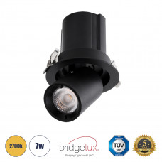GLOBOSTAR® VIRGO-S 60305 Χωνευτό Κινούμενο Downlight Σποτ LED 7W 875lm 36° AC 220-240V IP20 Θερμό Λευκό 2700K - Bridgelux COB Chip & TÜV SÜD Driver - Μαύρο Ματ - Μ9 x Π9 x Υ9cm / Q7.8cm - 5 Χρόνια Εγγ