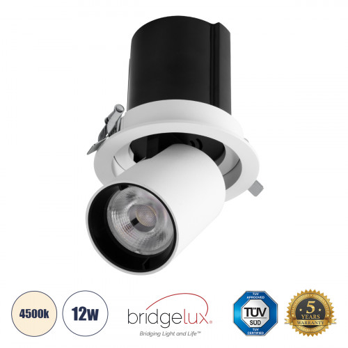 GLOBOSTAR® VIRGO-M 60306 Χωνευτό Κινούμενο Downlight Σποτ LED 12W 1560lm 36° AC 220-240V IP20 Φυσικό Λευκό 4500K - Bridgelux COB Chip & TÜV SÜD Driver - Λευκό & Μαύρο Ματ - Μ11 x Π11 x Υ11.5cm / Q9.5c GLOBOSTAR® VIRGO-M 60306 Χωνευτό Κινούμενο Downlight Σποτ LED 12W 1560lm 36° AC 220-240V IP20 Φυσικό Λευκό 4500K - Bridgelux COB Chip & TÜV SÜD Driver - Λευκό & Μαύρο Ματ - Μ11 x Π11 x Υ11.5cm / Q9.5c