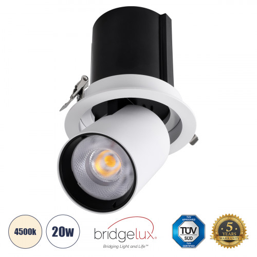 GLOBOSTAR® VIRGO-B 60310 Χωνευτό Κινούμενο Downlight Σποτ LED 20W 2600lm 36° AC 220-240V IP20 Φυσικό Λευκό 4500K - Bridgelux COB Chip & TÜV SÜD Driver - Λευκό & Μαύρο Ματ - Μ13.5 x Π13.5 x Υ14cm / Q11 GLOBOSTAR® VIRGO-B 60310 Χωνευτό Κινούμενο Downlight Σποτ LED 20W 2600lm 36° AC 220-240V IP20 Φυσικό Λευκό 4500K - Bridgelux COB Chip & TÜV SÜD Driver - Λευκό & Μαύρο Ματ - Μ13.5 x Π13.5 x Υ14cm / Q11
