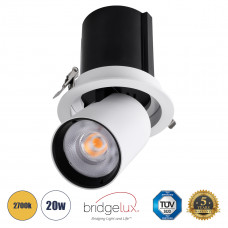 GLOBOSTAR® VIRGO-B 60311 Χωνευτό Κινούμενο Downlight Σποτ LED 20W 2500lm 36° AC 220-240V IP20 Θερμό Λευκό 2700K - Bridgelux COB Chip & TÜV SÜD Driver - Λευκό & Μαύρο Ματ - Μ13.5 x Π13.5 x Υ14cm / Q11.