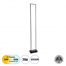 GLOBOSTAR® CORNELIE 60463 Μοντέρνο Επιδαπέδιο Φωτιστικό LED 24W 2640lm 200° AC 220-240V IP20 Ρυθμιζόμενο Λευκό CCT με Χειριστήριο από 2700K έως 6000K - Lumileds SMD Chip - Μαύρο Ματ - Μ26 x Π16 x Υ153