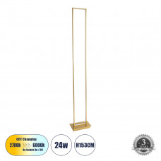 GLOBOSTAR® CORNELIE 60465 Μοντέρνο Επιδαπέδιο Φωτιστικό LED 24W 2640lm 200° AC 220-240V IP20 Ρυθμιζόμενο Λευκό CCT με Χειριστήριο από 2700K έως 6000K - Lumileds SMD Chip - Χρυσό Πλατίνα - Μ26 x Π16 x 