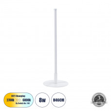 GLOBOSTAR® DALUMA 60468 Μοντέρνο Επιτραπέζιο Φωτιστικό LED 8W 880lm 200° AC 220-240V IP20 Ρυθμιζόμενο Λευκό CCT με On/Off 2700K/4500K/6000K - Lumileds SMD Chip - Λευκό - Μ15 x Π15 x Υ46cm - 3 Χρόνια Ε