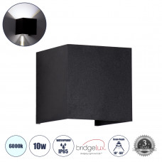 GLOBOSTAR® AXIS-S 60568 Μοντέρνο Φωτιστικό Τοίχου - Απλίκα LED 10W 1250lm 5°/60° AC 220-240V Αδιάβροχο IP65 Ψυχρό Λευκό 6000K - Bridgelux COB Chip & TÜV SÜD Driver - Μαύρο Ματ - Μ10 x Π10 x Υ10cm - 5 