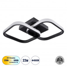 GLOBOSTAR® NORA 61061 Μοντέρνο Φωτιστικό Οροφής LED 22W 2640lm 300° AC 220-240V IP20 Ρυθμιζόμενο Λευκό CCT με On/Off 2700K/4500K/6000K - Lumileds SMD Chip - Μαύρο Ματ - Μ40 x Π24 x Υ7cm - 3 Χρόνια Εγγ
