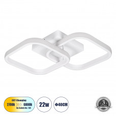 GLOBOSTAR® NORA 61062 Μοντέρνο Φωτιστικό Οροφής LED 22W 2640lm 300° AC 220-240V IP20 Ρυθμιζόμενο Λευκό CCT με On/Off 2700K/4500K/6000K - Lumileds SMD Chip - Λευκό Ματ - Μ40 x Π24 x Υ7cm - 3 Χρόνια Εγγ