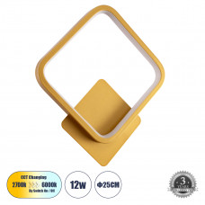 GLOBOSTAR® LENA 61081 Μοντέρνο Φωτιστικό Τοίχου - Απλίκα LED 12W 1440lm 300° AC 220-240V IP20 Ρυθμιζόμενο Λευκό CCT με On/Off 2700K/4500K/6000K - Lumileds SMD Chip - Χρυσό Βούρτσας - Μ25 x Π5.5 x Υ29.