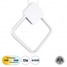 GLOBOSTAR® MARY 61083 Μοντέρνο Κρεμαστό Φωτιστικό Οροφής LED 12W 1440lm 300° AC 220-240V IP20 Ρυθμιζόμενο Λευκό CCT με On/Off 2700K/4500K/6000K - Lumileds SMD Chip - Λευκό - Μ20 x Π2.3 x Υ28.5cm - 3 Χ