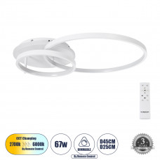 GLOBOSTAR® NEMESIS 61106 Μοντέρνο Φωτιστικό Οροφής LED 67W 7573lm 360° AC 220-240V IP20 Ρυθμιζόμενο Λευκό CCT με Χειριστήριο από 2700K έως 6000K Dimmable - Lumileds SMD Chip - Λευκό Ματ - Μ84 x Π45 x 