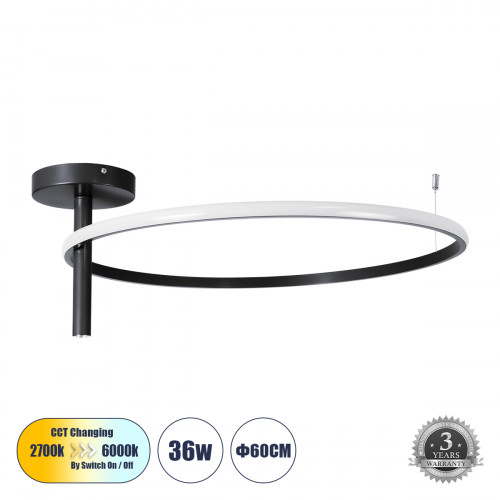 GLOBOSTAR® VERONA 61223 Μοντέρνο Φωτιστικό Οροφής LED 36W 4032lm 360° AC 220-240V IP20 Ρυθμιζόμενο Λευκό CCT με On/Off 2700K/4500K/6000K - Lumileds SMD Chip - Μαύρο Ματ - Μ60 x Π60 x Υ23cm - 3 Χρόνια GLOBOSTAR® VERONA 61223 Μοντέρνο Φωτιστικό Οροφής LED 36W 4032lm 360° AC 220-240V IP20 Ρυθμιζόμενο Λευκό CCT με On/Off 2700K/4500K/6000K - Lumileds SMD Chip - Μαύρο Ματ - Μ60 x Π60 x Υ23cm - 3 Χρόνια