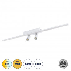 GLOBOSTAR® BARETTI 61227 Μοντέρνο Φωτιστικό Οροφής LED 24W 2688lm 160° & 45° AC 220-240V IP20 Ρυθμιζόμενο Λευκό CCT με On/Off 2700K/4500K/6000K - Lumileds SMD Chip - Λευκό Ματ - Μ80 x Π5 x Υ15cm - 3 Χ