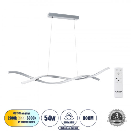 GLOBOSTAR® MORALES 61277 Μοντέρνο Κρεμαστό Φωτιστικό Οροφής LED 54W 6048lm 300° AC 220-240V IP20 Ρυθμιζόμενο Λευκό CCT με Χειριστήριο από 2700K έως 6000K Dimmable - Lumileds SMD Chip - Νίκελ Βούρτσας GLOBOSTAR® MORALES 61277 Μοντέρνο Κρεμαστό Φωτιστικό Οροφής LED 54W 6048lm 300° AC 220-240V IP20 Ρυθμιζόμενο Λευκό CCT με Χειριστήριο από 2700K έως 6000K Dimmable - Lumileds SMD Chip - Νίκελ Βούρτσας