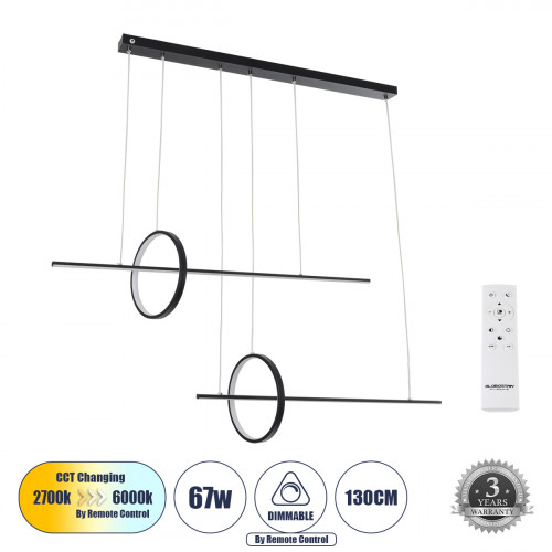 GLOBOSTAR® LINEARE 61290 Μοντέρνο Κρεμαστό Φωτιστικό Οροφής LED 67W 7504lm 300° AC 220-240V IP20 Ρυθμιζόμενο Λευκό CCT με Χειριστήριο από 2700K έως 6000K Dimmable - Lumileds SMD Chip - Μαύρο Ματ - Μ13 GLOBOSTAR® LINEARE 61290 Μοντέρνο Κρεμαστό Φωτιστικό Οροφής LED 67W 7504lm 300° AC 220-240V IP20 Ρυθμιζόμενο Λευκό CCT με Χειριστήριο από 2700K έως 6000K Dimmable - Lumileds SMD Chip - Μαύρο Ματ - Μ13