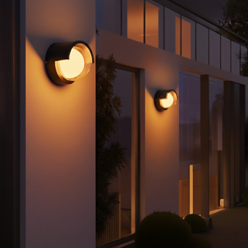 kelvo® NEXA KLV-101-0251 Φωτιστικό Τοίχου / Απλίκα LED 6W 480lm 180° AC 220-240V Αδιάβροχο IP65 Ultra Θερμό Λευκό 1800K - Sanan SMD Chip & TÜV SÜD Driver - Μαύρο Ματ - Μ11 x Π9 x Υ11cm - 5 Χρόνια Εγγύ