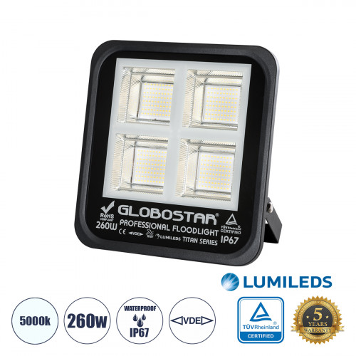 GLOBOSTAR® TITAN 61434 Προβολέας για Γήπεδα Tennis & Ποδοσφαίρου 5x5 LED 260W 32500lm 60°x90° AC 220-240V Αδιάβροχο IP67 Φυσικό Λευκό 5000K - Lumileds SMD Chip - TÜV Rheinland Certified - Μαύρο Ματ - GLOBOSTAR® TITAN 61434 Προβολέας για Γήπεδα Tennis & Ποδοσφαίρου 5x5 LED 260W 32500lm 60°x90° AC 220-240V Αδιάβροχο IP67 Φυσικό Λευκό 5000K - Lumileds SMD Chip - TÜV Rheinland Certified - Μαύρο Ματ -