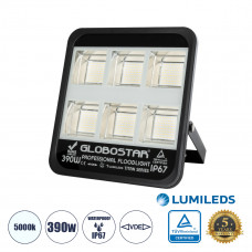 GLOBOSTAR® TITAN 61435 Προβολέας για Γήπεδα Tennis & Ποδοσφαίρου 5x5 LED 390W 48750lm 60°x90° AC 220-240V Αδιάβροχο IP67 Φυσικό Λευκό 5000K - Lumileds SMD Chip - TÜV Rheinland Certified - Μαύρο Ματ - 