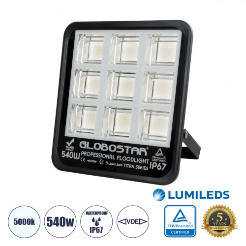 GLOBOSTAR® TITAN 61436 Προβολέας για Γήπεδα Tennis & Ποδοσφαίρου 5x5 LED 540W 67500lm 60°x90° AC 220-240V Αδιάβροχο IP67 Φυσικό Λευκό 5000K - Lumileds SMD Chip - TÜV Rheinland Certified - Μαύρο Ματ - GLOBOSTAR® TITAN 61436 Προβολέας για Γήπεδα Tennis & Ποδοσφαίρου 5x5 LED 540W 67500lm 60°x90° AC 220-240V Αδιάβροχο IP67 Φυσικό Λευκό 5000K - Lumileds SMD Chip - TÜV Rheinland Certified - Μαύρο Ματ -