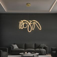 kelvo® GLOW KLV-101-0164 Κρεμαστό Φωτιστικό Οροφής LED 69W 6900lm 360° AC 220-240V IP20 Ρυθμιζόμενο Λευκό CCT με Χειριστήριο από 2700K έως 6000K Dimmable - Lumileds SMD Chip - Χρυσό Πλατίνα - Μ100 x Π