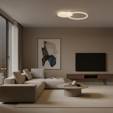 kelvo® VENOM KLV-101-0182 Φωτιστικό Οροφής LED 45W 4500lm 360° AC 220-240V IP20 Ρυθμιζόμενο Λευκό CCT με Χειριστήριο από 2700K έως 6000K Dimmable - Lumileds SMD Chip - Λευκό Ματ - Μ60 x Π40 x Υ7.5cm -