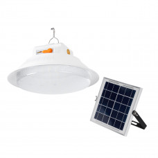GLOBOSTAR® SOLARLAMP 85350 Λάμπα LED 100W 1000lm 140° DC 5V Powerbank με φορτιστή USB, Φωτοβολταϊκό Panel 6V 12W & Επαναφορτιζόμενη Μπαταρία Li-ion 3.2V 5000mAh Αδιάβροχο IP54 Ρυθμιζόμενο Λευκό CCT με