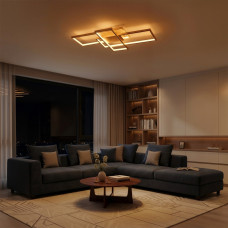 kelvo® QUADRA KLV-101-0295 Φωτιστικό Οροφής LED 100W 10000lm 120° AC 220-240V IP20 Ρυθμιζόμενο Λευκό CCT με Χειριστήριο από 2700K έως 6000K Dimmable - Lumileds SMD Chip - Σαμπανιζέ Χρυσό Ματ - Μ85 x Π