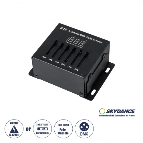 GloboStar® 70675 AJ6 SKYDANCE DMX 6 Channel Fader Console - Κονσόλα Φωτισμού 6 Καναλιών DMX DC 5-12V ή 3 x AAA Μπαταρίες - IP20 Μ10 x Π7 x Υ4cm - 5 Years Warranty GloboStar® 70675 AJ6 SKYDANCE DMX 6 Channel Fader Console - Κονσόλα Φωτισμού 6 Καναλιών DMX DC 5-12V ή 3 x AAA Μπαταρίες - IP20 Μ10 x Π7 x Υ4cm - 5 Years Warranty