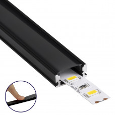 GLOBOSTAR® ALP-LINEAR SURFABO 70806-3M Επιφανειακό Προφίλ Αλουμινίου με Μαύρο Φιμέ Πατητό Κάλυμμα για Ταινίες LED IP20 - Μαύρο - Μ300 x Π1.6 x Υ0.7cm - Πακέτο 5 Τεμαχίων
