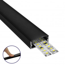 GloboStar® SURFACE-PROFILE 70810-3M Προφίλ Αλουμινίου - Βάση & Ψύκτρα Ταινίας LED με Μαύρο Φιμέ Κάλυμμα - Επιφανειακή Χρήση - Πατητό Κάλυμμα - Μαύρο - 3 Μέτρα - Πακέτο 5 Τεμαχίων - Μ300 x Π2.4 x Υ1.1c