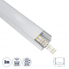 GLOBOSTAR® ALP-LINEAR INGROUND 70860-3M Ενδοδαπέδιο Προφίλ Αλουμινίου Ειδικό για Χωνευτή Χρήση σε Πεζοδρόμια & Δρόμους με Λευκό Γαλακτερό Πατητό Κάλυμμα Υψηλής Αντοχής & Ανθεκτικότητας σε Βάρος για Τα