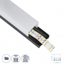 GloboStar® SURFACEPENDANT-PROFILE 70866-1M Προφίλ Αλουμινίου - Βάση & Ψύκτρα Ταινίας LED με Λευκό Γαλακτερό Κάλυμμα - Επιφανειακή & Κρεμαστή Χρήση - Πατητό Κάλυμμα - Μαύρο - 1 Μέτρο - Μ100 x Π4.5 x Υ4