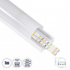 GloboStar® SURFACEPENDANT-PROFILE 70871-1M Προφίλ Αλουμινίου - Βάση & Ψύκτρα Ταινίας LED με Λευκό Γαλακτερό Κάλυμμα - Επιφανειακή & Κρεμαστή Χρήση - Πατητό Κάλυμμα - Λευκό - 1 Μέτρα - Μ100 x Π4.5 x Υ4