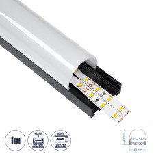 GloboStar® SURFACEPENDANT-PROFILE 70872-1M Προφίλ Αλουμινίου - Βάση & Ψύκτρα Ταινίας LED με Λευκό Γαλακτερό Κάλυμμα - Επιφανειακή & Κρεμαστή Χρήση - Πατητό Κάλυμμα - Μαύρο - 1 Μέτρα - Μ100 x Π4.5 x Υ4