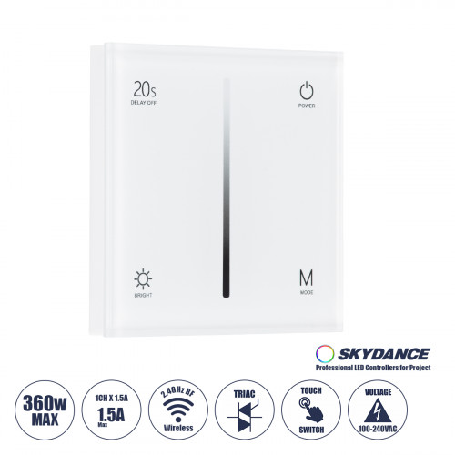 GloboStar® 71452 S1-T SKYDANCE AC Smart RF 2.4Ghz & Αφής - Touch Triac Dimming AC100-240V σε AC100-240V 1 x 1.5A 360W - Max 1.5A 360W - IP20 - Λευκό Σώμα - Μ8.5 x Π8.5 x Υ3.2cm - 5 Years Warranty GloboStar® 71452 S1-T SKYDANCE AC Smart RF 2.4Ghz & Αφής - Touch Triac Dimming AC100-240V σε AC100-240V 1 x 1.5A 360W - Max 1.5A 360W - IP20 - Λευκό Σώμα - Μ8.5 x Π8.5 x Υ3.2cm - 5 Years Warranty