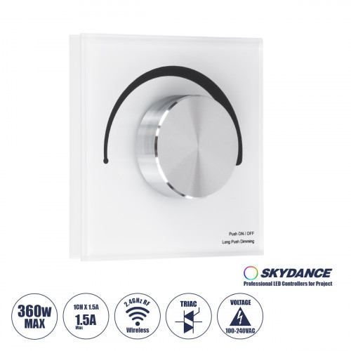 GloboStar® 71454 S1-K SKYDANCE AC Smart RF 2.4Ghz & Ροοστάτη - Push ON/OFF Triac Dimming AC100-240V σε AC100-240V 1 x 1.5A 360W - Max 1.5A 360W - IP20 - Λευκό Σώμα - Μ8.5 x Π8.5 x Υ5cm - 5 Years Warra GloboStar® 71454 S1-K SKYDANCE AC Smart RF 2.4Ghz & Ροοστάτη - Push ON/OFF Triac Dimming AC100-240V σε AC100-240V 1 x 1.5A 360W - Max 1.5A 360W - IP20 - Λευκό Σώμα - Μ8.5 x Π8.5 x Υ5cm - 5 Years Warra