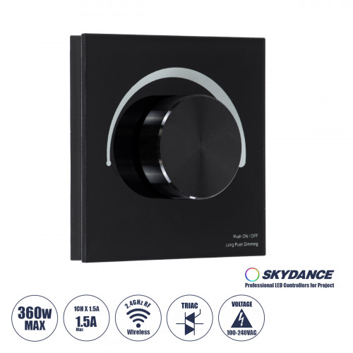 GloboStar® 71455 S1-K SKYDANCE AC Smart RF 2.4Ghz & Ροοστάτη - Push ON/OFF Triac Dimming AC100-240V σε AC100-240V 1 x 1.5A 360W - Max 1.5A 360W - IP20 - Μαύρο Σώμα - Μ8.5 x Π8.5 x Υ5cm - 5 Years Warra GloboStar® 71455 S1-K SKYDANCE AC Smart RF 2.4Ghz & Ροοστάτη - Push ON/OFF Triac Dimming AC100-240V σε AC100-240V 1 x 1.5A 360W - Max 1.5A 360W - IP20 - Μαύρο Σώμα - Μ8.5 x Π8.5 x Υ5cm - 5 Years Warra