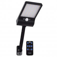 GLOBOSTAR® RASOL 71466 Προβολέας με Ανιχνευτή PIR / Αισθητήρα Κίνησης & IR Ασύρματο Χειριστήριο LED 3W 150lm 120° DC 5V με Φωτοβολταϊκό Panel 5V 0.3W & Επαναφορτιζόμενη Μπαταρία Li-ion 3.2V 2200mAh Αδ