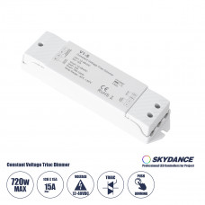 GLOBOSTAR® SKYDANCE-V1-S 73127 DC Triac & Push Dimmer CV Τροφοδοτικό/Μετασχηματιστής SELV με 1 x 15A 720W Κανάλι AC 220-240V σε DC 12-48V 15A 720W Max IP20 - Triac & Push Dimming - Μ17.5 x Π4.5 x Υ2.5