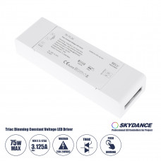GLOBOSTAR® SKYDANCE-TE-75-24 73130 DC Triac & Push Dimmer CV Τροφοδοτικό/Μετασχηματιστής SELV με 1 x 3.125A 75W Κανάλι AC 220-240V σε DC 24V 3.125A 75W Max IP20 - Triac & Push Dimming - Μ18 x Π5.7 x Υ