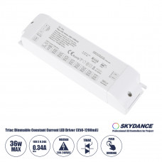 GLOBOSTAR® SKYDANCE-TE-36A 73135 DC Triac & Push Dimmer CC Τροφοδοτικό/Μετασχηματιστής SELV με 1 x 320-1200mA 36W Κανάλι AC 220-240V σε DC 10-52V 1200mA 36W Max IP20 - Triac & Push Dimming - Μ17.5 x Π