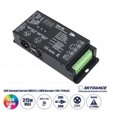 GLOBOSTAR® SKYDANCE-D4C-XE 73147 DC CC DMX Master Dimmer / Controller / Decoder Υψηλής Ταχύτητας με 4 x 700-1750mA 2.1-78.75W Κανάλια DC 12-48V σε DC 3-45V 7000mA 315W Max IP20 - DMX512 & RDM - Μ16.5 